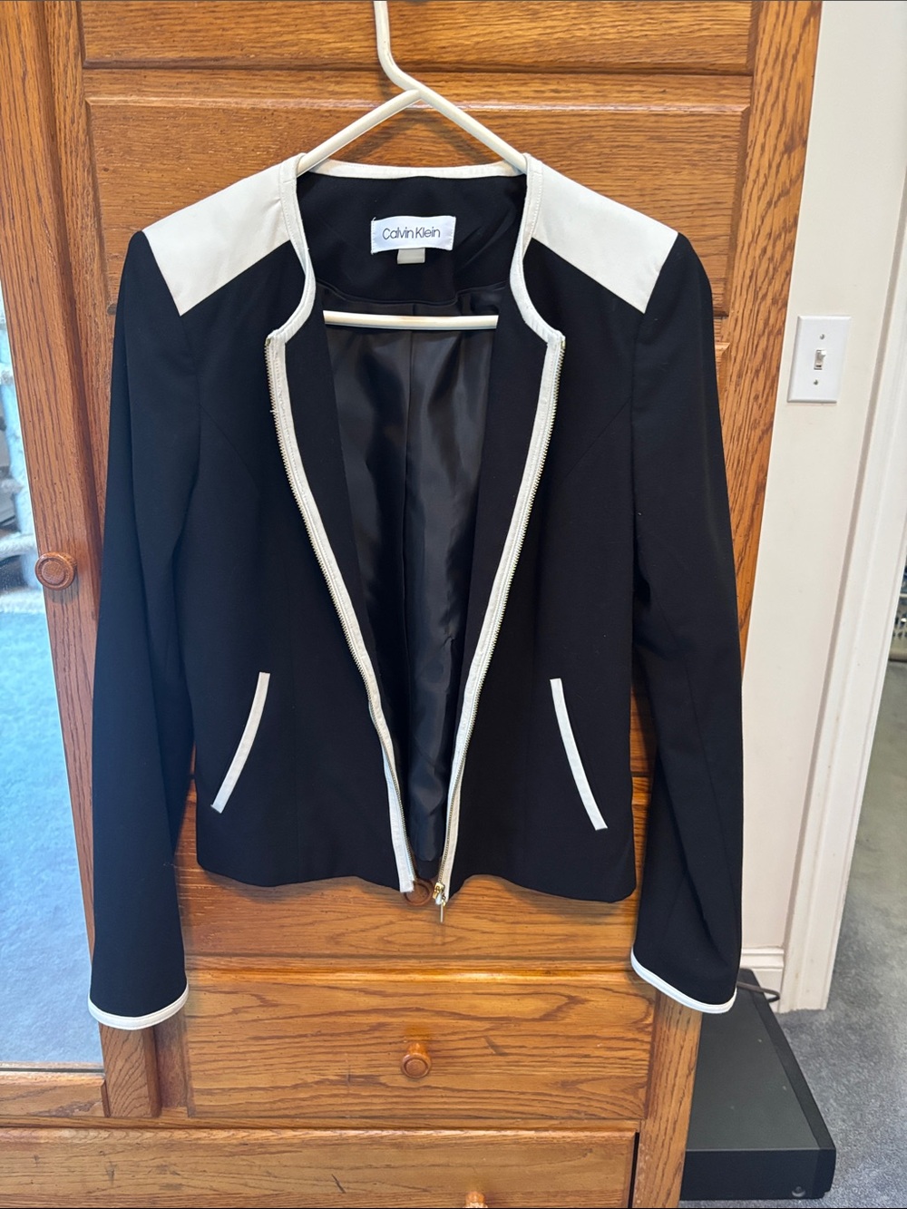 Calvin Klein Black Blazer with White Trim